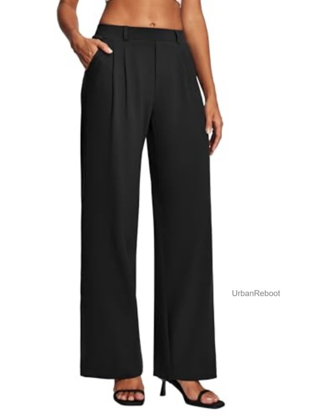 Heathyoga Womens Wide Leg Dress Pants Pull On High Waist Stretchy Work Slacks